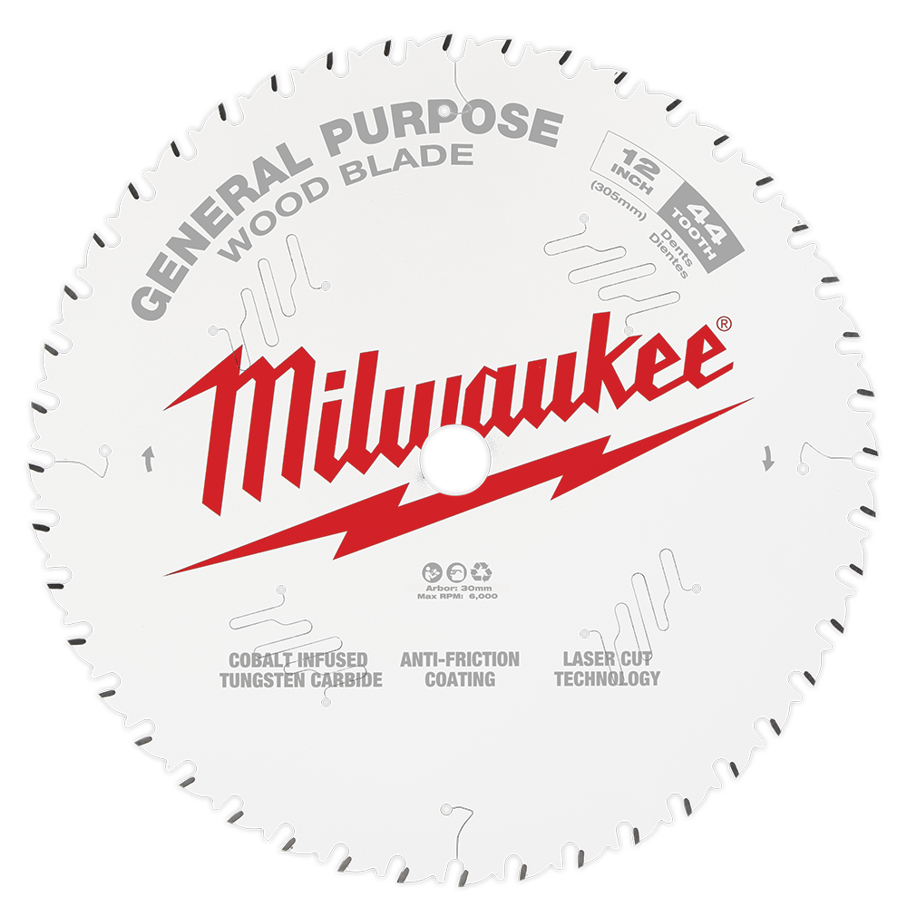 Milwaukee 12" 305mm 44T GENERAL PURPOSE Blade - 48408220 - Available at Power Tool Specialists, Carlton, Victoria, Australia.