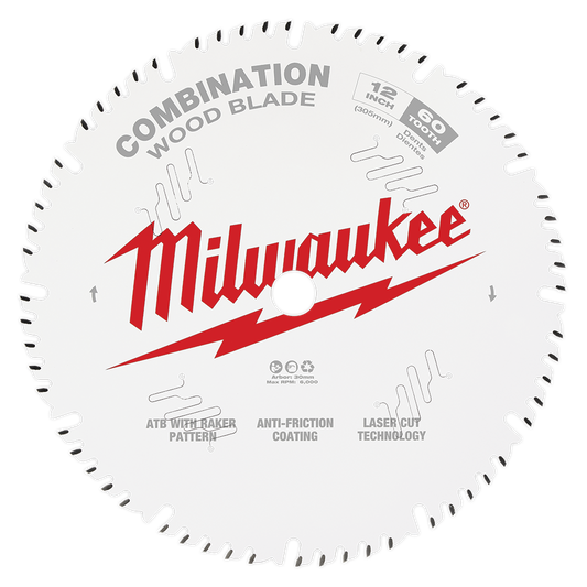 Milwaukee 12" 305mm 60T COMBINATION Blade - 48408222 - Available at Power Tool Specialists, Carlton, Victoria, Australia.