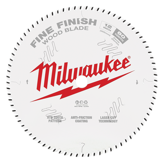 Milwaukee 12" 305mm 80T FINE FINISH Blade - 48408224 - Available at Power Tool Specialists, Carlton, Victoria, Australia.