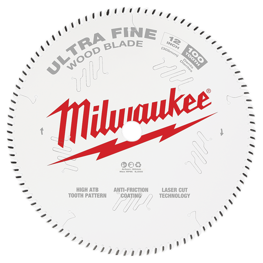 Milwaukee 12" 305mm 100T ULTRA FINE FINISH Blade - 48408228 - Available at Power Tool Specialists, Carlton, Victoria, Australia.