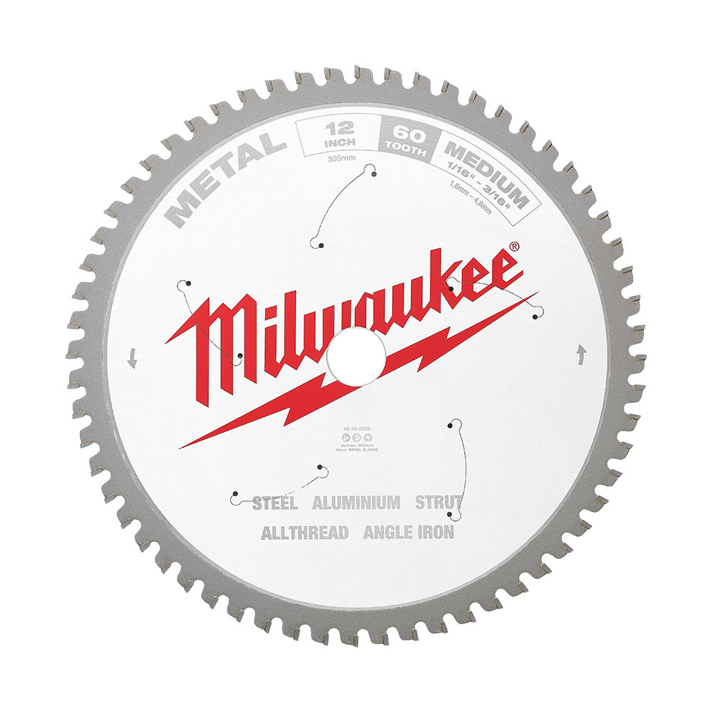 Milwaukee 305mm (12") 60T Metal Circular Saw Blade - 48408265 - Available at Power Tool Specialists, Carlton, Victoria, Australia.