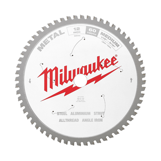 Milwaukee 305mm (12") 60T Metal Circular Saw Blade - 48408265 - Available at Power Tool Specialists, Carlton, Victoria, Australia.