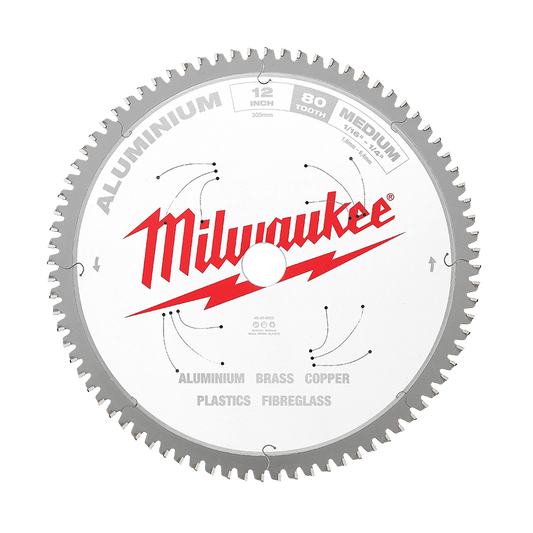 Milwaukee 305mm (12") 80T Aluminium Circular Saw Blade - 48408365 - Available at Power Tool Specialists, Carlton, Victoria, Australia.
