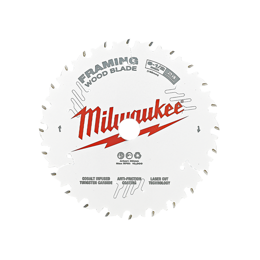 Milwaukee 6-1/2" 165mm 24T FRAMING Blade - 48408620 - Available at Power Tool Specialists, Carlton, Victoria, Australia.