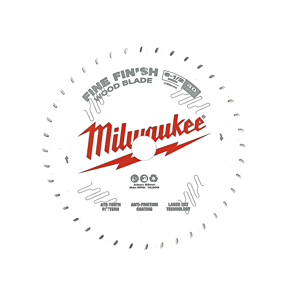 Milwaukee 6-1/2" 165mm 40T FINE FINISH Blade - 48408622 - Available at Power Tool Specialists, Carlton, Victoria, Australia.