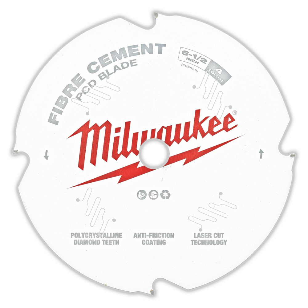 Milwaukee 6-1/2" 165mm 4T Fibre Cement Circular Saw Blade PCD - 48408675 - Available at Power Tool Specialists, Carlton, Victoria, Australia.