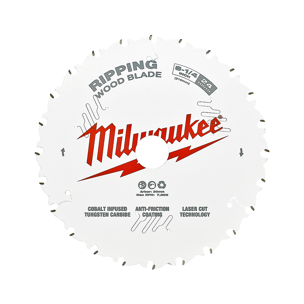 Milwaukee 8-1/4" 210mm 24T RIPPING Blade - 48408820 - Available at Power Tool Specialists, Carlton, Victoria, Australia.