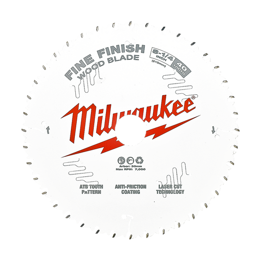 Milwaukee 8-1/4" 210mm 40T FINE FINISH Blade - 48408822 - Available at Power Tool Specialists, Carlton, Victoria, Australia.