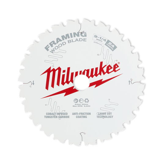 Milwaukee 9-1/4" 235mm 24T FRAMING Blade - 48408924 - Available at Power Tool Specialists, Carlton, Victoria, Australia.