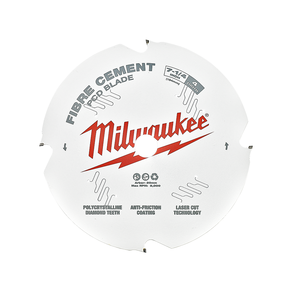 Milwaukee 7-1/4" 184mm PCD/FIBRE CEMENT Blade - 48409000 - Available at Power Tool Specialists, Carlton, Victoria, Australia.