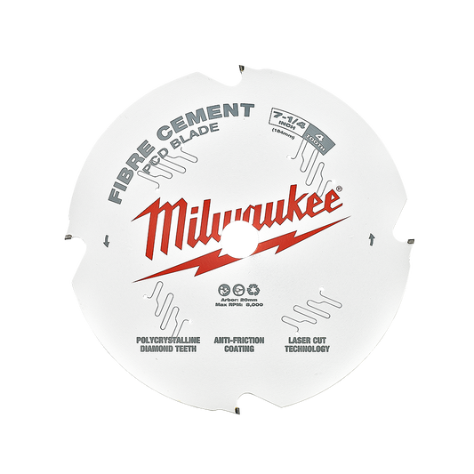 Milwaukee 7-1/4" 184mm PCD/FIBRE CEMENT Blade - 48409000 - Available at Power Tool Specialists, Carlton, Victoria, Australia.