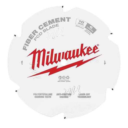 Milwaukee 10" 254mm 6T Fibre Cement Circular Saw Blade PCD - 48409010 - Available at Power Tool Specialists, Carlton, Victoria, Australia.