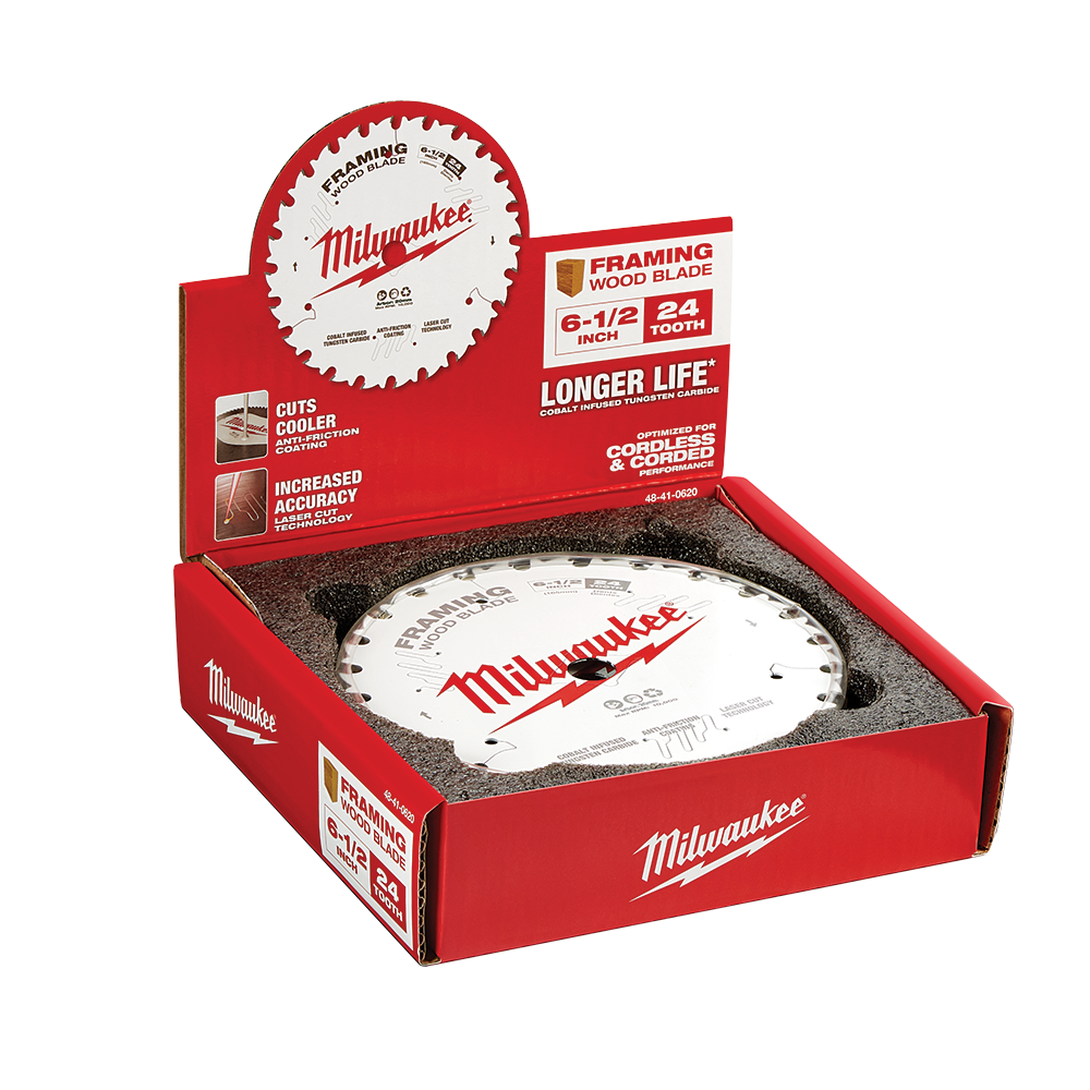 Milwaukee 6-1/2" 165mm 24T FRAMING Blade - Counter Box 10x1pc  - 48418620 - Available at Power Tool Specialists, Carlton, Victoria, Australia.