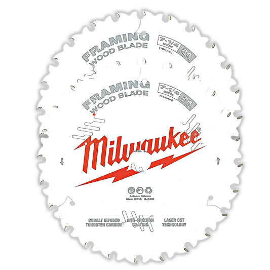 Milwaukee 7-1/4" 184mm 24T Wood Circular Saw Blade Framing 2 Pack - 48418721 - Available at Power Tool Specialists, Carlton, Victoria, Australia.
