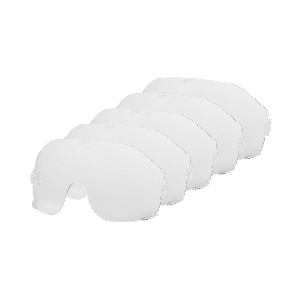 Milwaukee BOLT Visor Universal Replacement Lens 5 Pack - Clear - 48731450A - Available at Power Tool Specialists, Carlton, Victoria, Australia.