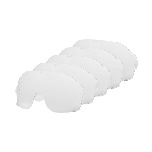 Milwaukee BOLT Visor Universal Replacement Lens 5 Pack - Clear - 48731450A - Available at Power Tool Specialists, Carlton, Victoria, Australia.