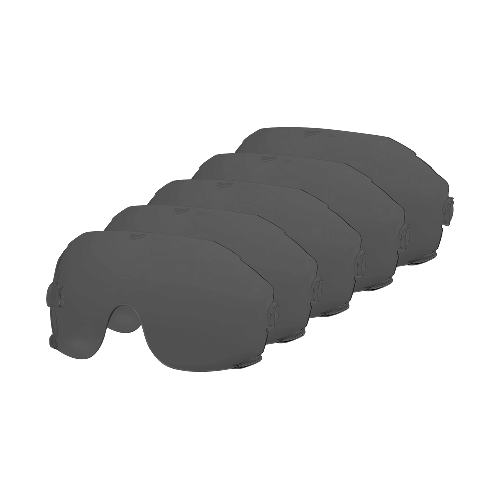 Milwaukee BOLT Visor Universal Replacement Lens 5 Pack - Tinted - 48731452A - Available at Power Tool Specialists, Carlton, Victoria, Australia.