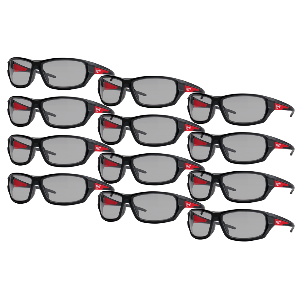 Milwaukee Performance Safety Glasses 12 Pack - Grey - 48732125A - Available at Power Tool Specialists, Carlton, Victoria, Australia.