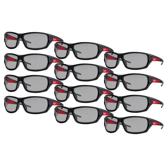 Milwaukee Performance Safety Glasses 12 Pack - Grey - 48732125A - Available at Power Tool Specialists, Carlton, Victoria, Australia.