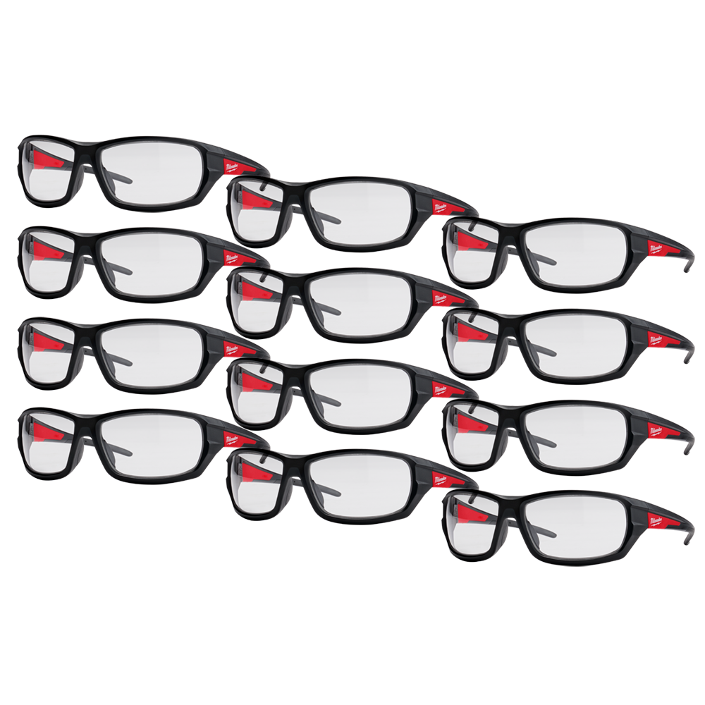 Milwaukee Performance Safety Glasses 12 Pack - Clear - 48732920A - Available at Power Tool Specialists, Carlton, Victoria, Australia.