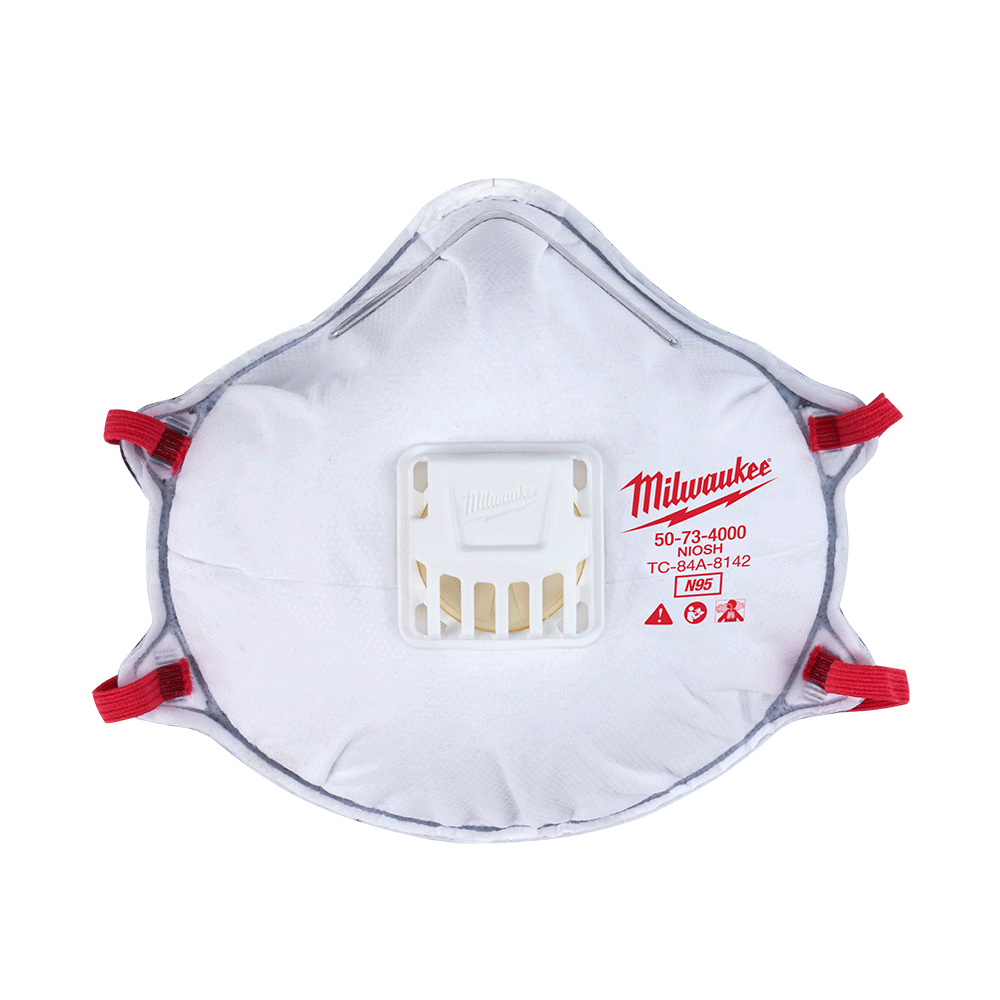 Milwaukee N95 Disposable Valved Respirators with Gasket 1 Pack - 48734001 - Available at Power Tool Specialists, Carlton, Victoria, Australia.
