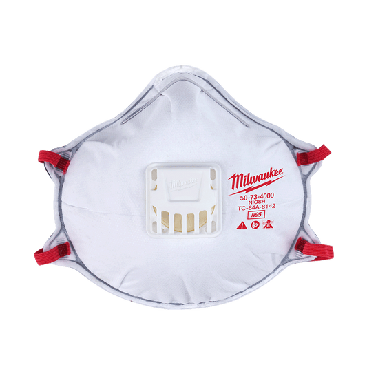 Milwaukee N95 Disposable Valved Respirators with Gasket 1 Pack - 48734001 - Available at Power Tool Specialists, Carlton, Victoria, Australia.