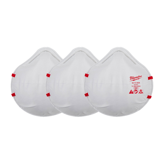 Milwaukee N95 Disposable Respirators 3 Pack - 48734032 - Available at Power Tool Specialists, Carlton, Victoria, Australia.