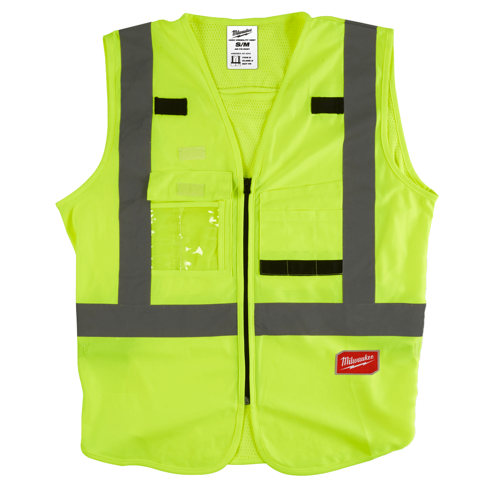 Milwaukee High Visibility Safety Vest 10 Pockets 1 Pack - Yellow - L/XL  - 48735022 - Available at Power Tool Specialists, Carlton, Victoria, Australia.