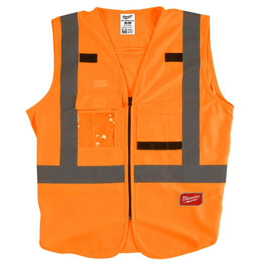 Milwaukee High Visibility Safety Vest 10 Pockets 1 Pack - Orange - XXL/XXXL  - 48735033 - Available at Power Tool Specialists, Carlton, Victoria, Australia.