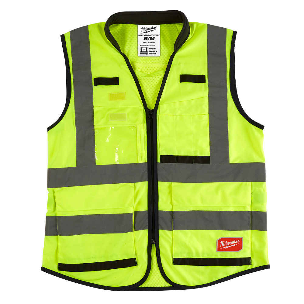 Milwaukee Premium High Visibility Safety Vest 15 Pockets 1 Pack - Yellow -  XXL/XXXL  - 48735043 - Available at Power Tool Specialists, Carlton, Victoria, Australia.