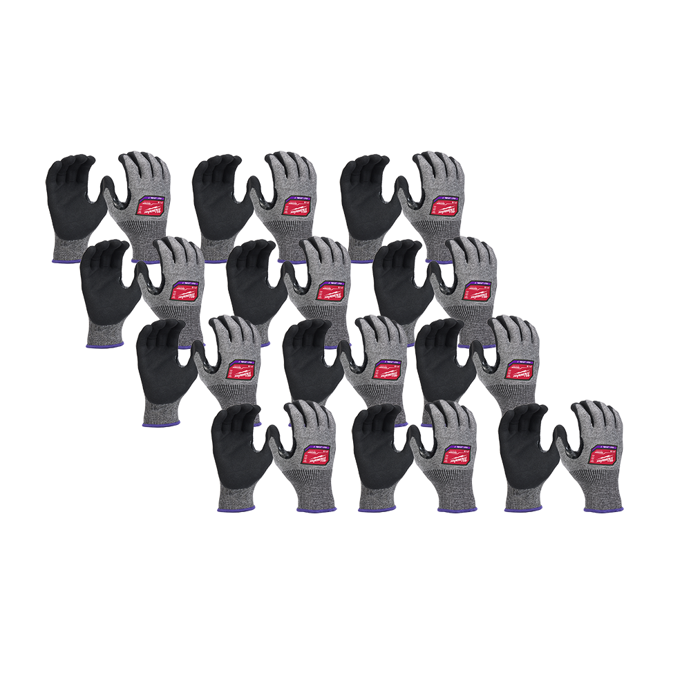 Milwaukee Cut 7(F) High Dexterity Nitrile Dipped Gloves 12 Pack - L - 48737012A - Available at Power Tool Specialists, Carlton, Victoria, Australia.