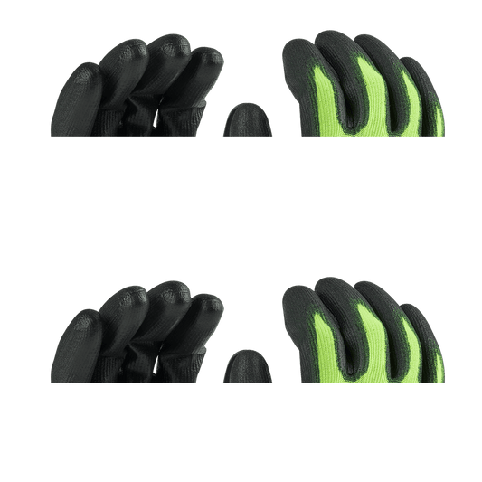 Milwaukee Cut 1(A) High Visibility Polyurethane (PU) Dipped Gloves 1 Pack - S - 48738910 - Available at Power Tool Specialists, Carlton, Victoria, Australia.