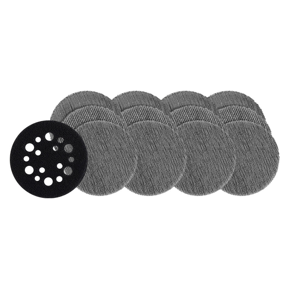 Milwaukee 75mm (3") Assorted Grit Set (4x 80/120/180) POWERGRID™ H&L Mesh sanding discs 12PK + Pad Saver (fits M12FSDR75) - 48806405 - Available at Power Tool Specialists, Carlton, Victoria, Australia.