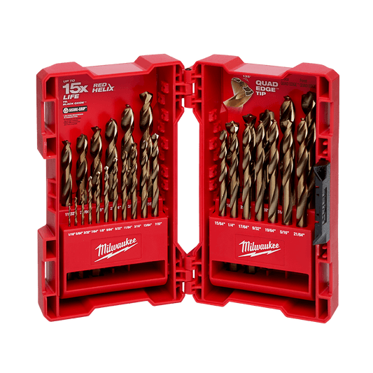 Milwaukee Red Helix ™ Cobalt Imperial Drill Bit 29Pc Kit - 48892341 - Available at Power Tool Specialists, Carlton, Victoria, Australia.