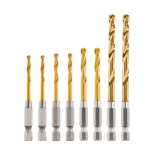 Milwaukee SHOCKWAVE™ Red Helix Titanium Drill Bit Rivet Size Set 8 Pack
2 x 3mm, 2 x 3.2mm, 2 x 4.2mm, 2 x 4.8mm - 48894868 - Available at Power Tool Specialists, Carlton, Victoria, Australia.