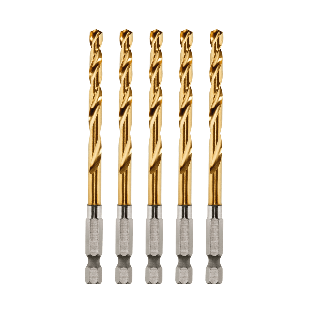 Milwaukee SHOCKWAVE™ Red Helix Titanium Drill Bit 4.8mm 5Pk - 48894911 - Available at Power Tool Specialists, Carlton, Victoria, Australia.