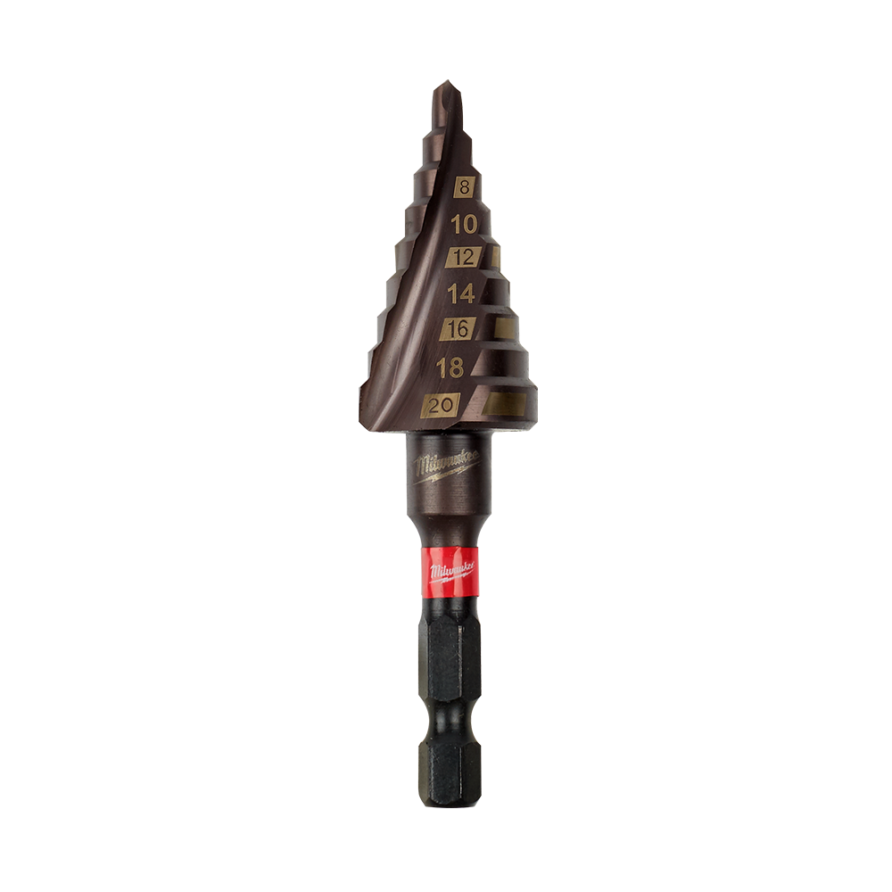 Milwaukee SHOCKWAVE™ Step Drill 4-20mm 9 Hole - 48899263 - Available at Power Tool Specialists, Carlton, Victoria, Australia.
