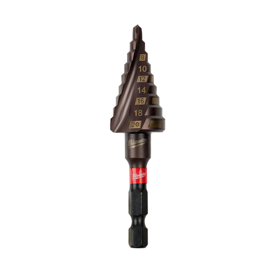 Milwaukee SHOCKWAVE™ Step Drill 4-20mm 9 Hole - 48899263 - Available at Power Tool Specialists, Carlton, Victoria, Australia.