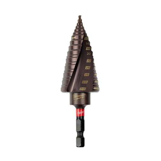 Milwaukee SHOCKWAVE™ Step Drill 4-30mm 10 Hole - 48899265 - Available at Power Tool Specialists, Carlton, Victoria, Australia.