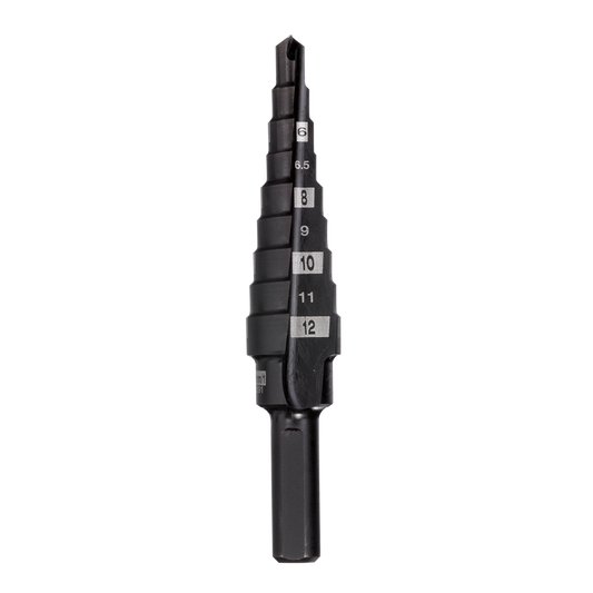 Milwaukee Jam-Free Step Drill 4-12mm 9 Hole - 48899301 - Available at Power Tool Specialists, Carlton, Victoria, Australia.