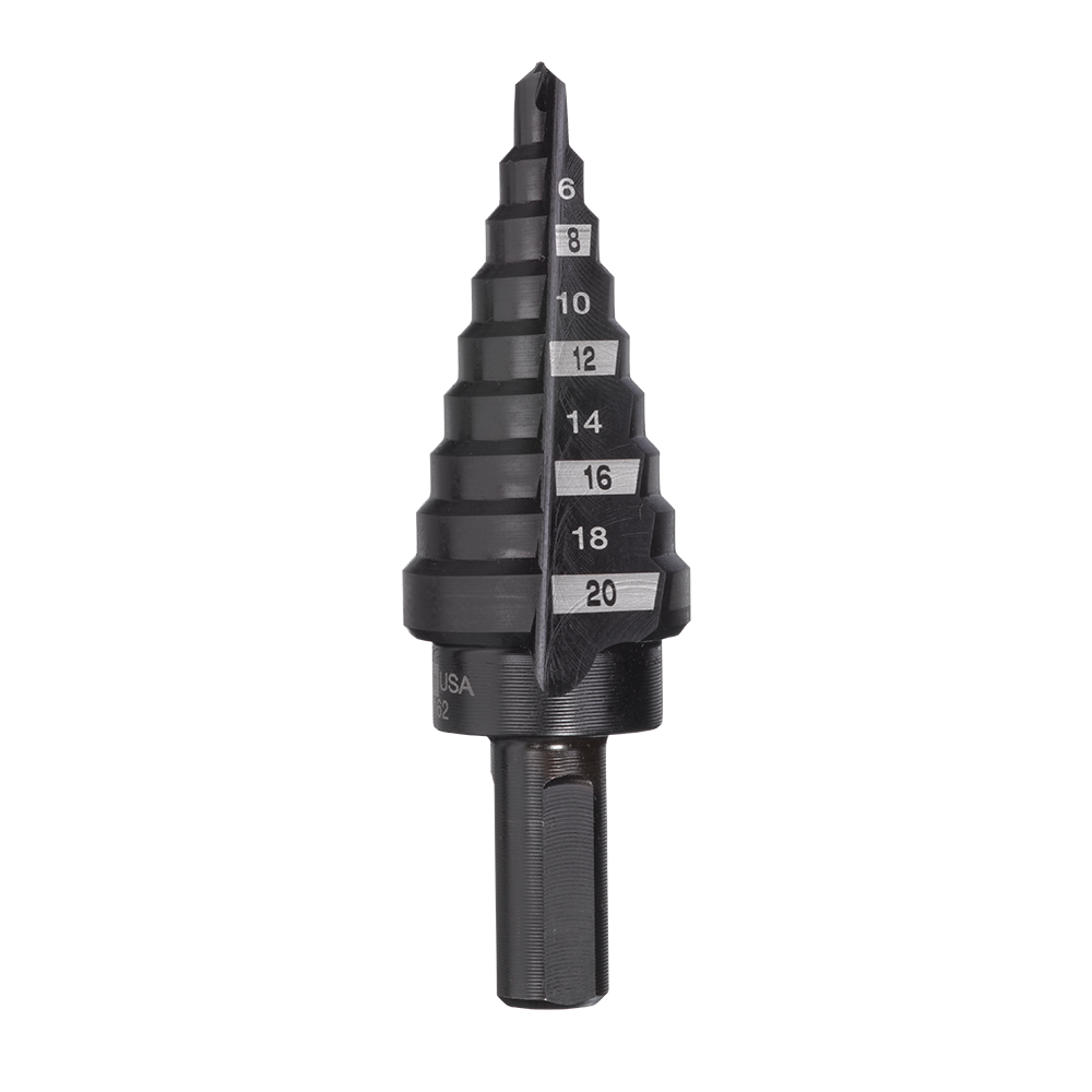 Milwaukee Jam-Free Step Drill 4-20mm 9 Hole - 48899320 - Available at Power Tool Specialists, Carlton, Victoria, Australia.