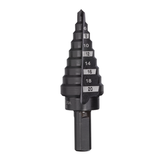 Milwaukee Jam-Free Step Drill 4-20mm 9 Hole - 48899320 - Available at Power Tool Specialists, Carlton, Victoria, Australia.