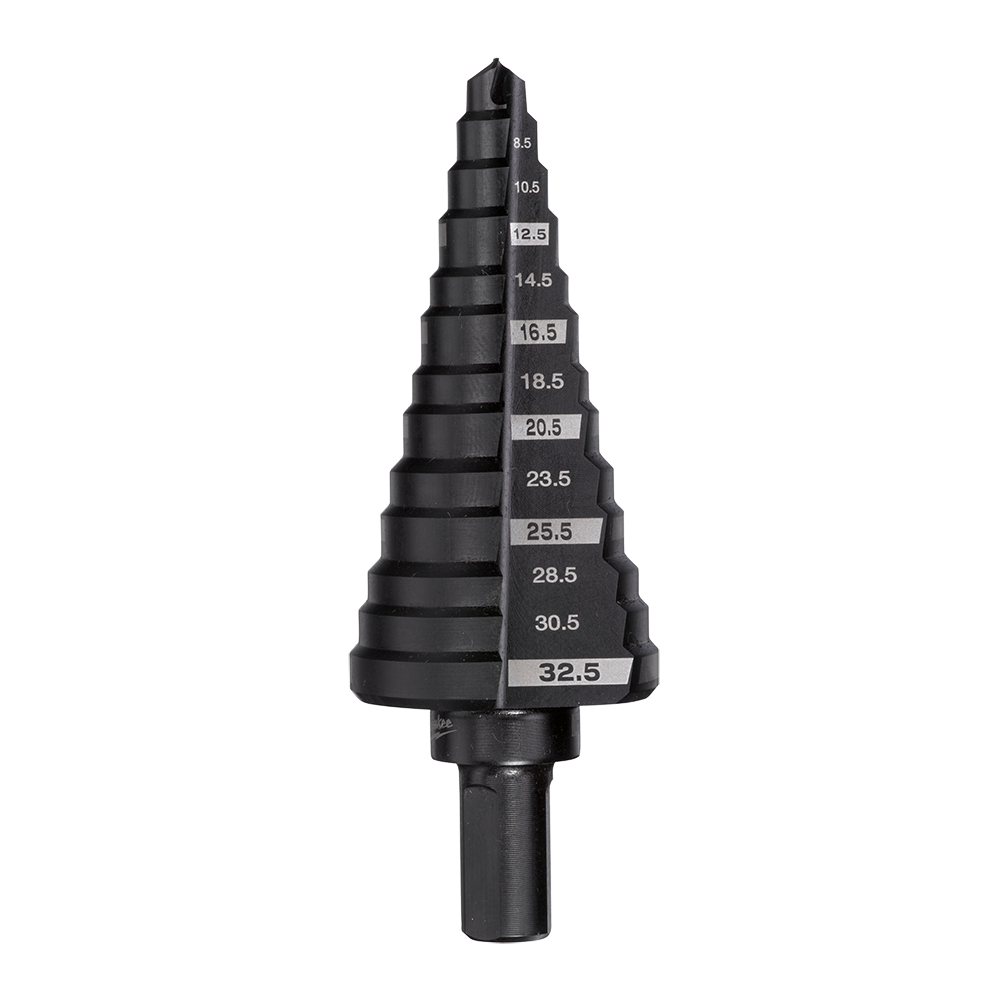 Milwaukee Jam-Free Step Drill M6-M32 13 Hole - 48899332 - Available at Power Tool Specialists, Carlton, Victoria, Australia.