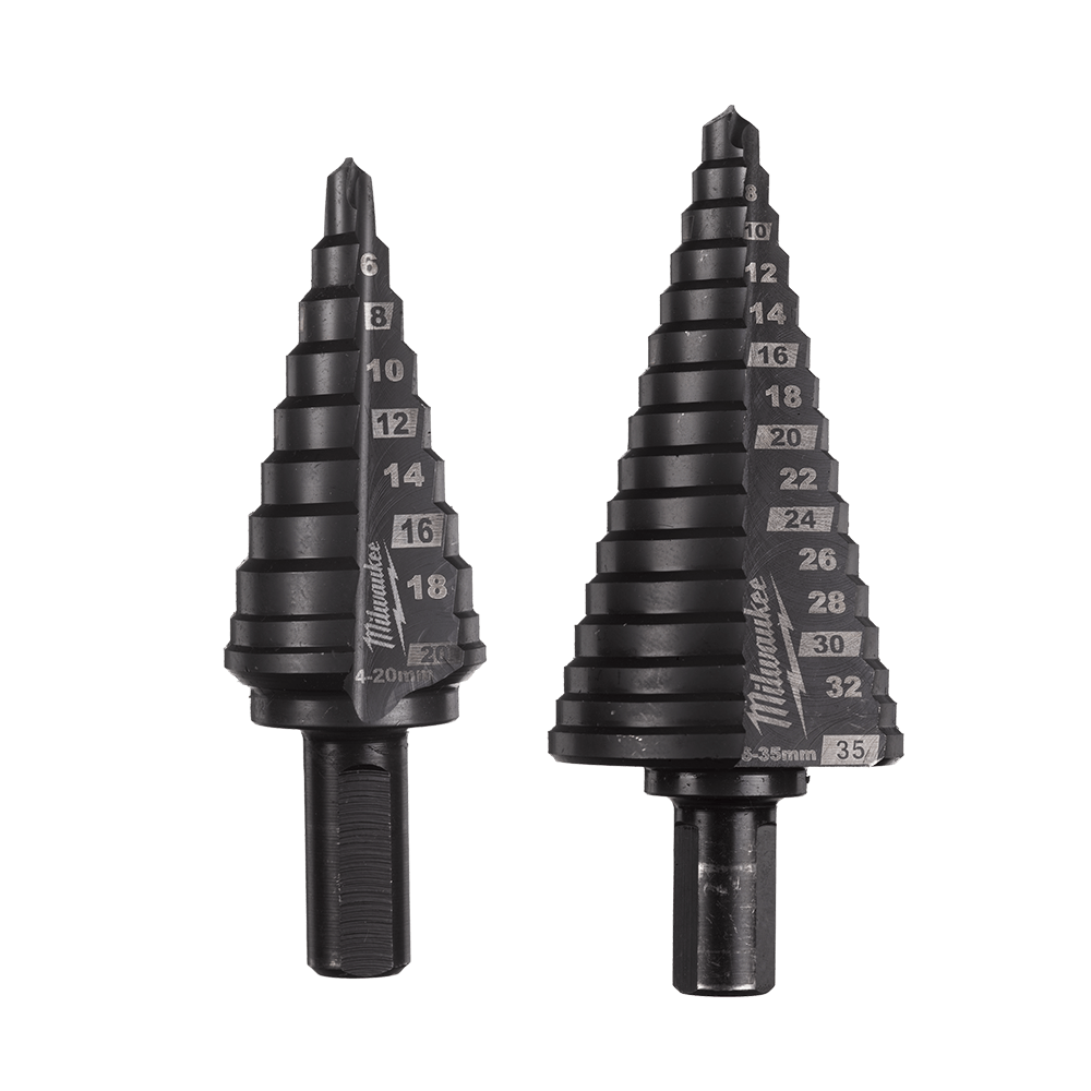 Milwaukee Cobalt AlCrN Step Drill Bit Set
(1) 4-20mm, (1) 6-35mm - 48899398 - Available at Power Tool Specialists, Carlton, Victoria, Australia.