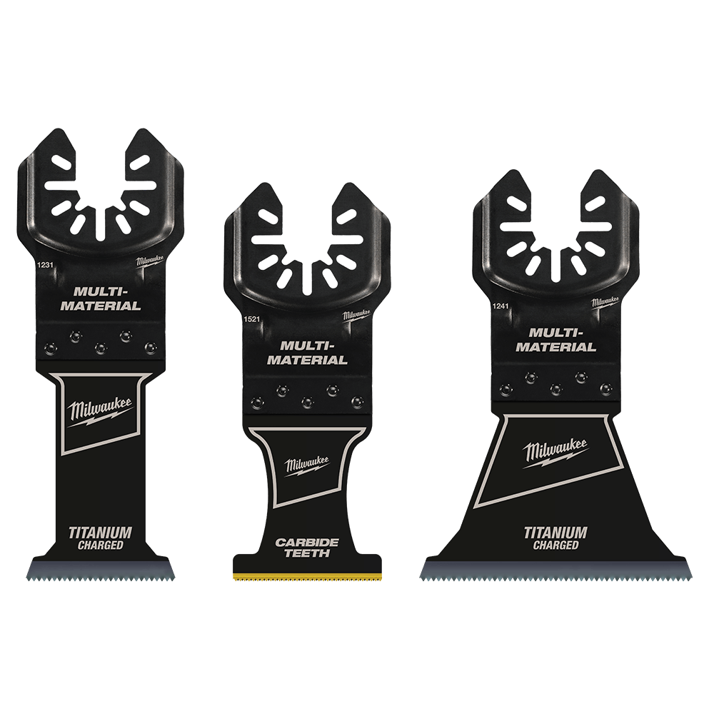 Milwaukee Open-Lok™ 3PC Multi-Material Multi Tool Blade Variety Pack - 49109005 - Available at Power Tool Specialists, Carlton, Victoria, Australia.