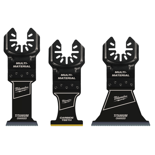 Milwaukee Open-Lok™ 3PC Multi-Material Multi Tool Blade Variety Pack - 49109005 - Available at Power Tool Specialists, Carlton, Victoria, Australia.