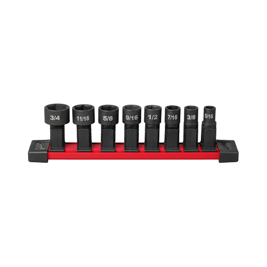 Milwaukee M12 FUEL™ SAE 8 PC. INSIDER Pass-Through Socket Set - 49161640 - Available at Power Tool Specialists, Carlton, Victoria, Australia.