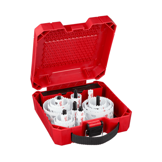 Milwaukee Hole Dozer™ General Purpose Hole Saw Kit AU 19 Pce
16mm, (2) 20mm, 22mm, (2) 25mm, 32mm, 40mm, (2) 51mm, 54mm, 64mm, 76mm, 89mm, 92mm,
(2) Arbors, (2) Pilot Bits - 49224035 - Available at Power Tool Specialists, Carlton, Victoria, Australia.