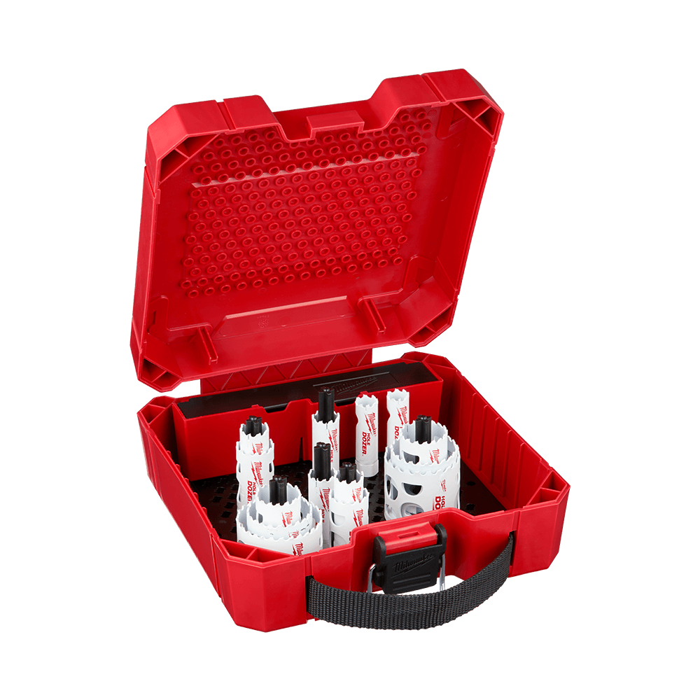 Milwaukee Hole Dozer™ Electricians Hole Saw Kit AU 18 Pce
(2) 16mm, (2) 20mm, (2) 22mm, (2) 25mm, (2) 32mm, (2) 40mm, (2) 51mm
(2) Arbors, (2) Pilot Bits - 49224097 - Available at Power Tool Specialists, Carlton, Victoria, Australia.