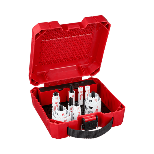 Milwaukee Hole Dozer™ Electricians Hole Saw Kit AU 18 Pce
(2) 16mm, (2) 20mm, (2) 22mm, (2) 25mm, (2) 32mm, (2) 40mm, (2) 51mm
(2) Arbors, (2) Pilot Bits - 49224097 - Available at Power Tool Specialists, Carlton, Victoria, Australia.